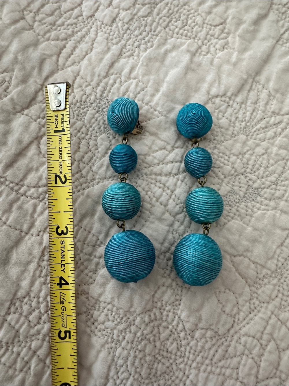 Turquoise Blue Vintage-Inspired Drop Earrings clip on